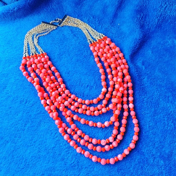 Premier Designs Multistrand Beaded Shades of Pink Bib Necklace - Picture 1 of 5